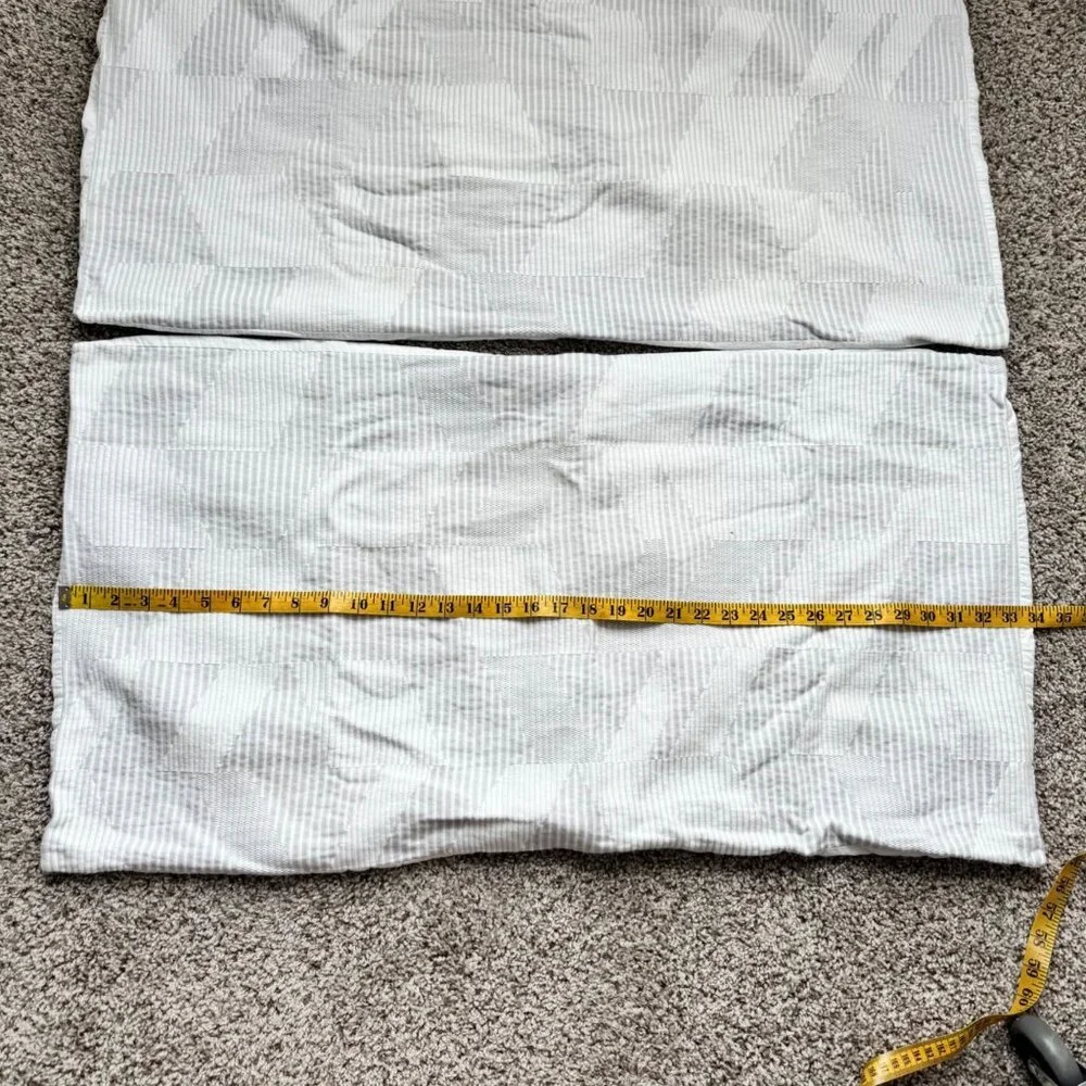 West Elm Organic Cotton King Shams 2 pcs Geometric Striped Design White & Gray
